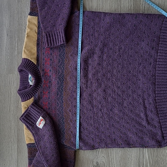 Vintage Verbier Monod Sports Banff Ski Sweater Wool Alpaca Leather Trim - Picture 7 of 9